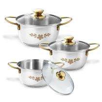 WONDERCHEF Stainless Steel, Glass Lid Casserole with Lid 3 Pieces 1.6 L, 2.3 L, 3.1 L Cookware Set CE_WC_63154761_0