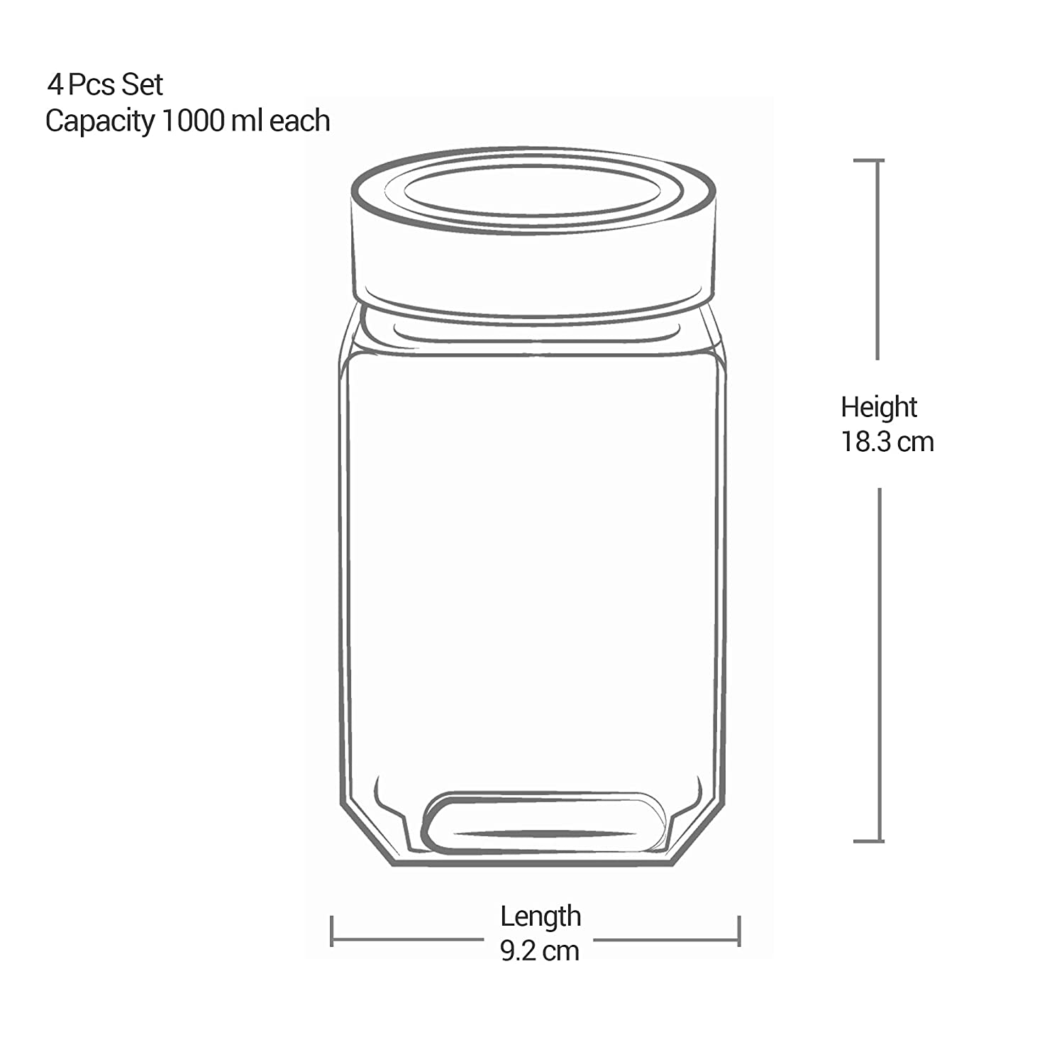 Food Storage Glass Jar Transparent 1000 mL_1
